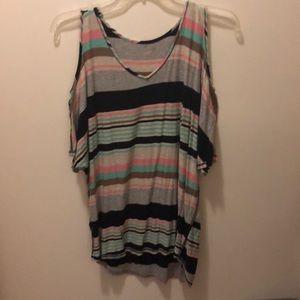 Multicolor striped off shoulder blouse